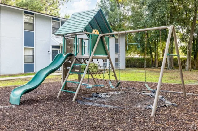 Swing set in the shade